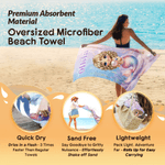 Personalized Cute Cartoon Mermaid Oversized Quick Dry Beach Towel with Name Summer Vacation Birthday Gift for Girls