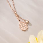 Personalisierte Zirkon Tennisschläger Halskette mit eingraviertem Text Exquisite Schmuck täglichen Gebrauch Geburtstag Tennisplatz Geschenk für Tennisliebhaber Spieler