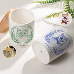 Personalised Pet Portrait Photo Ceramic Plant Pot with Bamboo Base and Name Birthday Gift for Pet Lover Owner