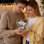 Personalised First Kiss Wood Texture Heart Pattern Acrylic Ornament with Name and Date Desk Decor Anniversary Birthday Gift for Couples