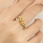 Personalised Celtic Knot Birthstone Sterling Silver Ring with Engraved Text Birthday Anniversary Mother's Day Gift for Women
