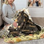 Personalisierte Decke mit Bärenmutter und 1–5 Babybären | mit Blumenmotiv und Namen |  weiche Wohndecke | Muttertag Geburtstag Geschenk für Mama Oma
