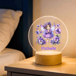 Personalized Birth Flower Fairy LED Night Light with Name and Wooden Base Room Decor Birthday Gift for Girls