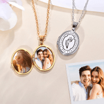 Personalized Dainty Birth Flower Name Photo Locket Necklace with Text Birthday Anniversary Mother's Day Gift for Mom Grandma Woman
