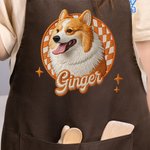 Personalized Cute Pet Photo Checkerboard Imitation Embroidery Effect Apron with Name Birthday Gift for Pet Lovers