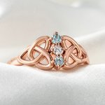 Personalised Celtic Knot Birthstone Sterling Silver Ring with Engraved Text Birthday Anniversary Mother's Day Gift for Women