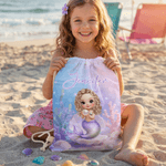 Personalised Cute Cartoon Mermaid Drawstring Bag with Name Summer Vacation Birthday Gift for Girls