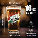 Personalized Colorful Splash Ink 2026 Soccer 16 oz Beer Glass with Name and Year Game Day Birthday Gift for Soccer Players Lovers