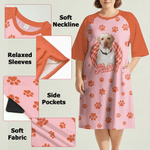 Pyjama de salon personnalisé avec nom et poche pour animaux de compagnie Cadeau d'anniversaire pour Grand-mère Maman Femme Amoureux des animaux de compagnie