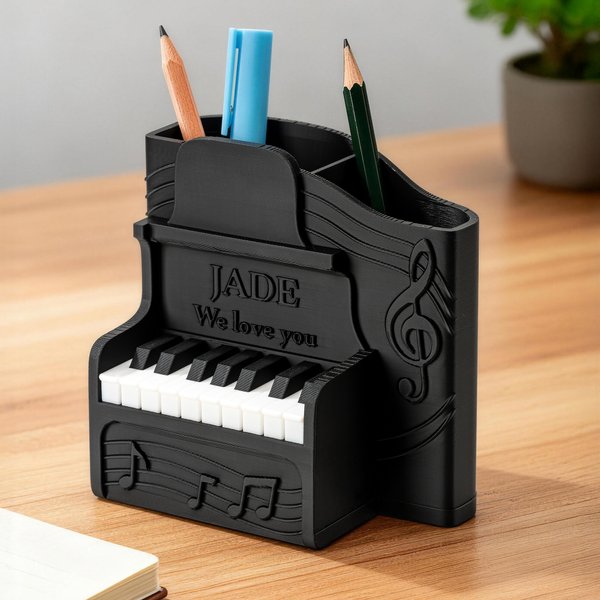 Personalised Multi-Colour 3D Printed Piano Pen Holder with Name and Text Daily Use Birthday Gift for Piano Teacher Student