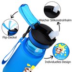 Personalisierte 500 ml Kinder-Trinkflasche im Fruchtsaft-Splash-Design | mit Tiermuster und Namen | Schulanfang Geburtstag Geschenk für Jungen Mädchen