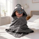 Personalisierte niedliche Tier bestickt Name Hooded Badetuch Sommer Pool Bad Wesentliche Baby Dusche Geburtstag Geschenk für Neugeborene Kinder
