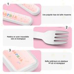 Set de vaisselle personnalisé avec nom et motif d'animal mignon - Cuillère couteau et fourchette avec boîte cadeau pour enfant