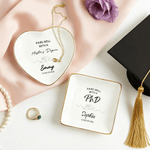 Personalized Graduation Black & White Line Design Minimalist Master Jewellery Tray with Name and Year Graduation Gift for Class of 2026