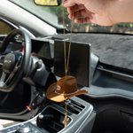 Personalized Cowboy Hat Zircon Initial Virgin Mary Cross Car Charm Rear View Mirror Decor Communion Baptism Religious Gift for Christians Drivers