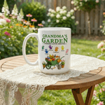 Personalized Mama's/Grandma's Garden Where Love Grows Ceramic Mug with 1-6 Palms and Names Mother's Day Gift for Mom Grandma