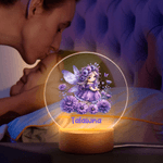 Personalized Birth Flower Fairy LED Night Light with Name and Wooden Base Room Decor Birthday Gift for Girls