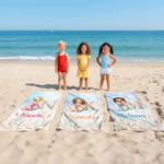 Personalized Cartoon Mermaid Character Initial Quick Dry Beach Towel with Name Outdoor Activities Beach Party Birthday Gift for Girls Besties Family