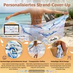 Personalisierter Strandschal im Pareo-Stil | mit Schildkröte-Muster und Namen | Bikini-Cover-Up | für Strand Schwimmbad | Geburtstag Geschenk für Frau