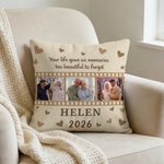 Cuscino personalizzato con 3 foto di animali domestici, zampa, osso e cuore, con nome e anno e decorazione per la casa, regalo commemorativo per la perdita di un animale domestico