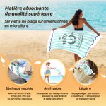 Serviette de plage à rayures personnalisée avec adhésion exclusive au club de piscine et nom - Cadeau vacances d'été pour la famille