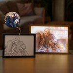 Personalised Watercolor Photo Light Painting Acrylic Frame Desk Decor Anniversary Birthday Gift for Family Friends Couples