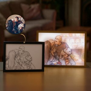 Personalised Watercolor Photo Light Painting Acrylic Frame Desk Decor Anniversary Birthday Gift for Family Friends Couples