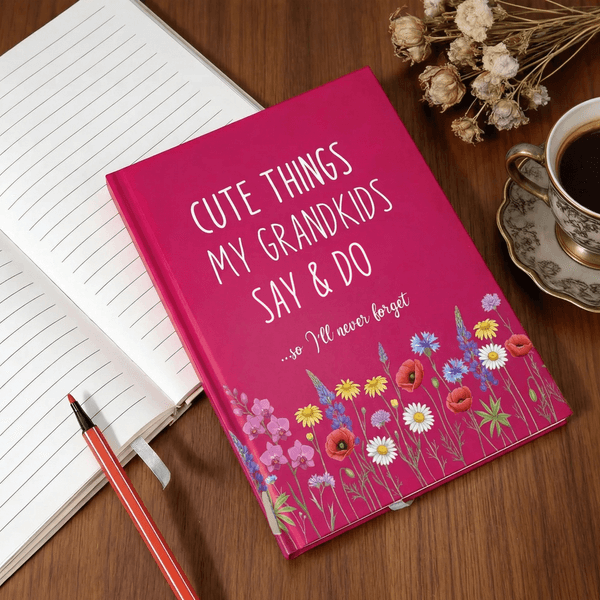 Personalized Wildflower Cute Things Say Do A5 Journal Notebook with Text Record Memories Mother's Day Birthday Gift for Mom Grandma