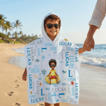 Serviette de plage à capuche pour enfants avec nom Cadeau d'anniversaire essentiel pour garçons et filles