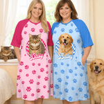 Pyjama de salon personnalisé avec nom et poche pour animaux de compagnie Cadeau d'anniversaire pour Grand-mère Maman Femme Amoureux des animaux de compagnie