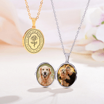 Personalized Dainty Birth Flower Name Photo Locket Necklace with Text Birthday Anniversary Mother's Day Gift for Mom Grandma Woman