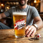 Personalized Colorful Splash Ink 2026 Soccer 16 oz Beer Glass with Name and Year Game Day Birthday Gift for Soccer Players Lovers