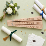 Personalized Vintage Hollowed Sandalwood Folding Fan with Name and Year Graduation Party Gift for Graduates