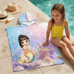 Personalisierte niedlichen Cartoon Meerjungfrau überdimensioniert schnell trocken Kind Kapuzen Strandtuch mit Namen Sommer Urlaub Party Geburtstag Geschenk für Mädchen