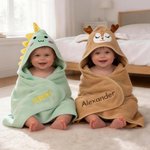 Personalisierte niedliche Tier bestickt Name Hooded Badetuch Sommer Pool Bad Wesentliche Baby Dusche Geburtstag Geschenk für Neugeborene Kinder