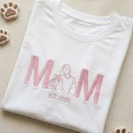 Personalised Embroidered Dad Mom Photo Soft T-shirt Sweatshirt Hoodie with Year Daily Wear Birthday Anniversary Gift for  Pet Lovers