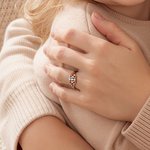 Personalised Celtic Knot Birthstone Sterling Silver Ring with Engraved Text Birthday Anniversary Mother's Day Gift for Women