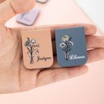Personalizowany magnetyczny klips do książki z kwiatem i imieniem idealny prezent urodzinowy dla  kobiety