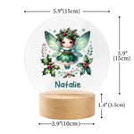 Personalized Birth Flower Fairy LED Night Light with Name and Wooden Base Room Decor Birthday Gift for Girls