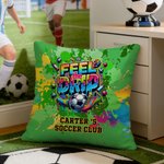 Personalised Street Style Soccer Club Cushion Cover with Text and Name Home Decor Game Day Birthday Gift for Soccer Lover