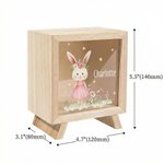 Personalized Cute Floral Bunny Bear Animals Wooden Clear Money Box Piggy Bank with Name Room Decor Birthday Gift for Girls Kids