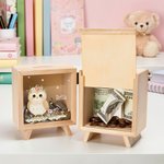 Personalized Cute Floral Bunny Bear Animals Wooden Clear Money Box Piggy Bank with Name Room Decor Birthday Gift for Girls Kids