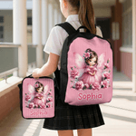 Cadeau d'anniversaire pour filles - sac à dos avec boite à crayons et sac à dos avec nom pour la rentrée des classes