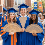 Personalized Vintage Hollowed Sandalwood Folding Fan with Name and Year Graduation Party Gift for Graduates