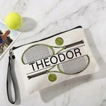 Personalisierte Tennis Kulturtasche mit Namen | Reise-Organizer mit Handschlaufe | Kosmetiktasche | Geburtstag Sport Geschenk für Männer und Frauen