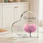Placa acrílica personalizada en forma de corazón con texto y nombres Decoración del hogar Día de la madre Cumpleaños Regalo para mamá Abuela