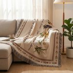 Couverture douce de style rétro personnalisée avec texte et 1-12 nom fleurs de naissance - Cadeau fête des Mères pour les femmes la famille