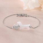 Personalised Heart-Shaped Initial Bead Opal Dachshund Bracelet Birthday Memorial Gift for Dog Owners Lovers