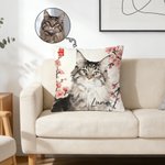Personalized Chinese Ink-Wash Style Pet Photo Throw Pillow Cover with Name Home Decor Birthday Anniversary Gift for Friend Pet Owner