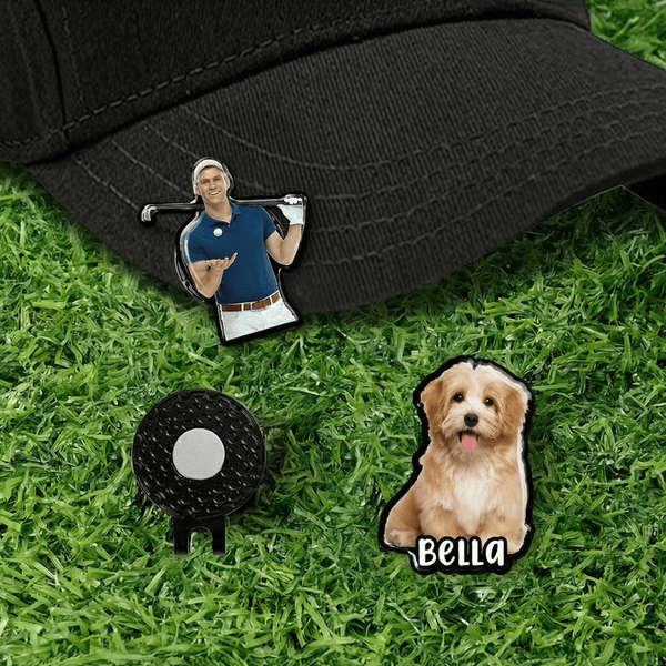 Photo personnalisée Marqueur de balle de golf Clip magnétique pour chapeau avec nom Utilisation sur le terrain Anniversaire Journée de jeu Cadeau pour les amateurs de golf